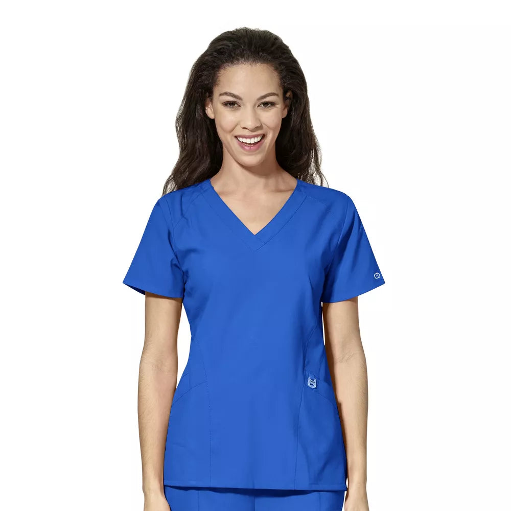 W123 By WonderWink Women's Stylized V-Neck Solid Scrub Top